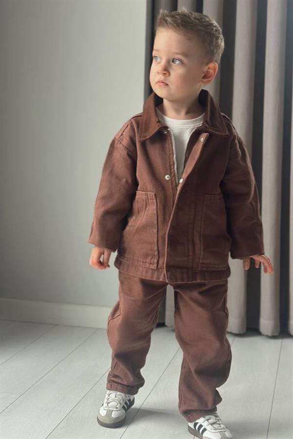 Erkek Çocuk Denim Kahve Takım