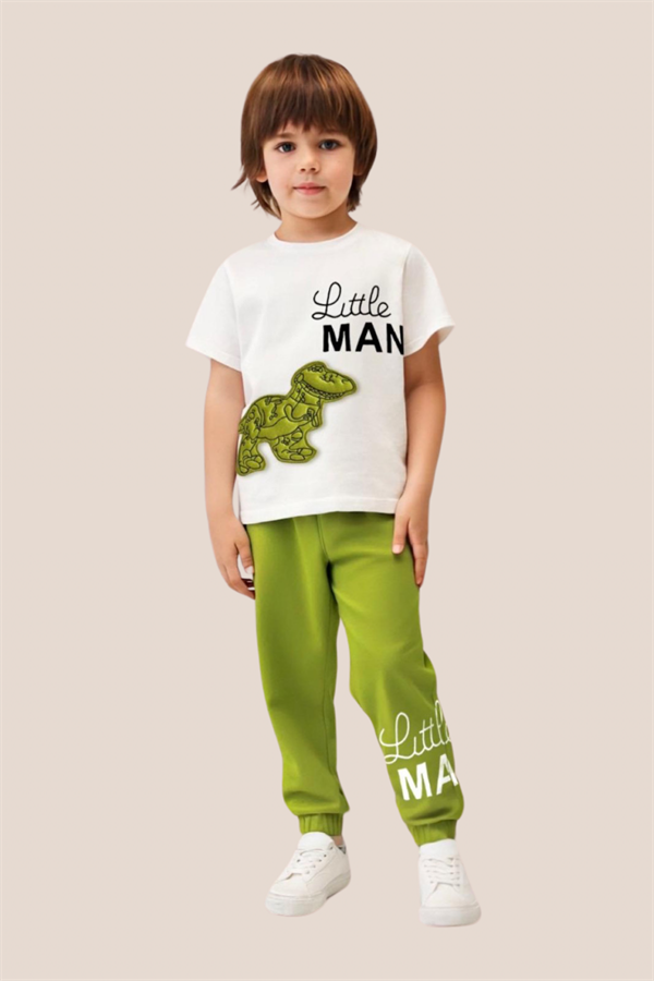 Erkek Çocuk Dinazor Yağ Yeşili Yaz Takım 