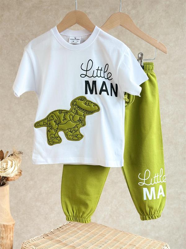 Erkek Çocuk Dinazor Yağ Yeşili Yaz Takım 