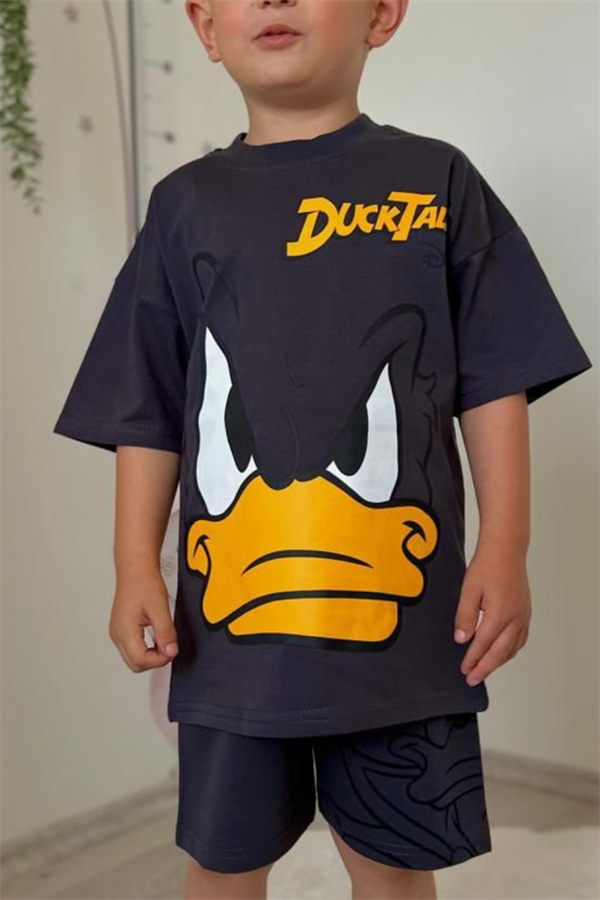 Erkek Çocuk Ducktales Antrasit Şortlu Takım