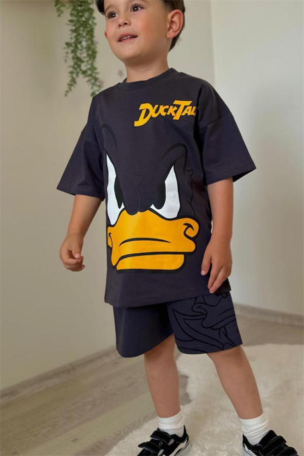 Erkek Çocuk Ducktales Antrasit Şortlu Takım