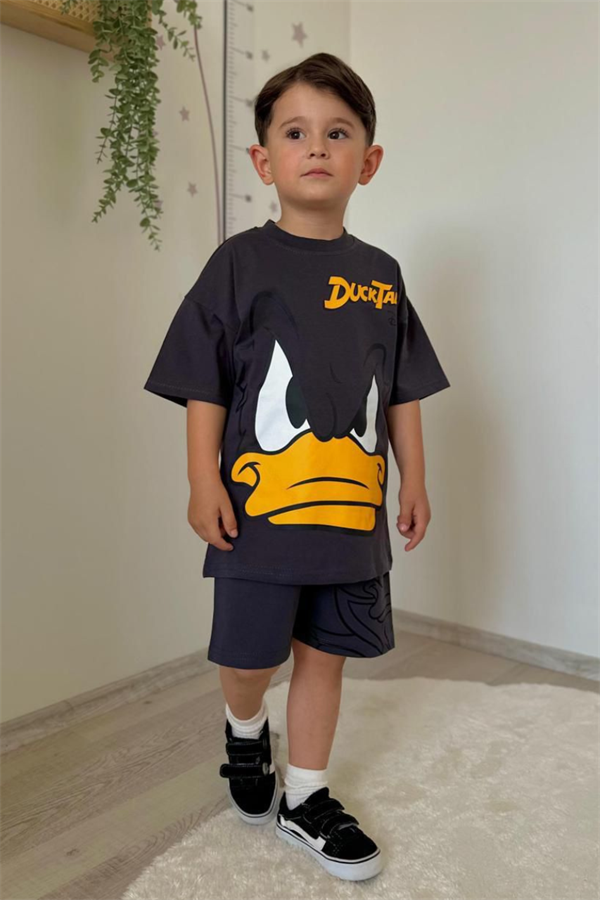 Erkek Çocuk Ducktales Antrasit Şortlu Takım