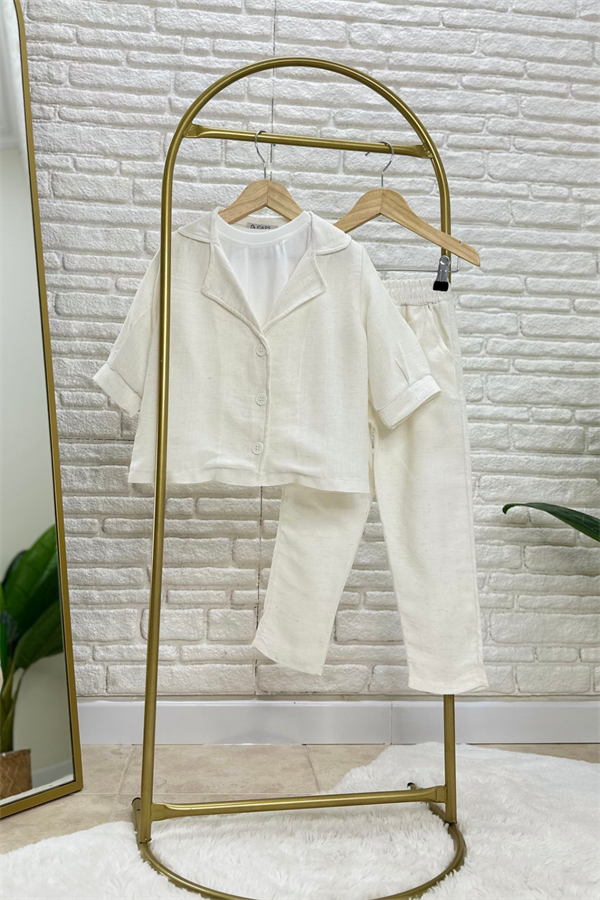 Erkek Çocuk Ekru Ceketli Takım