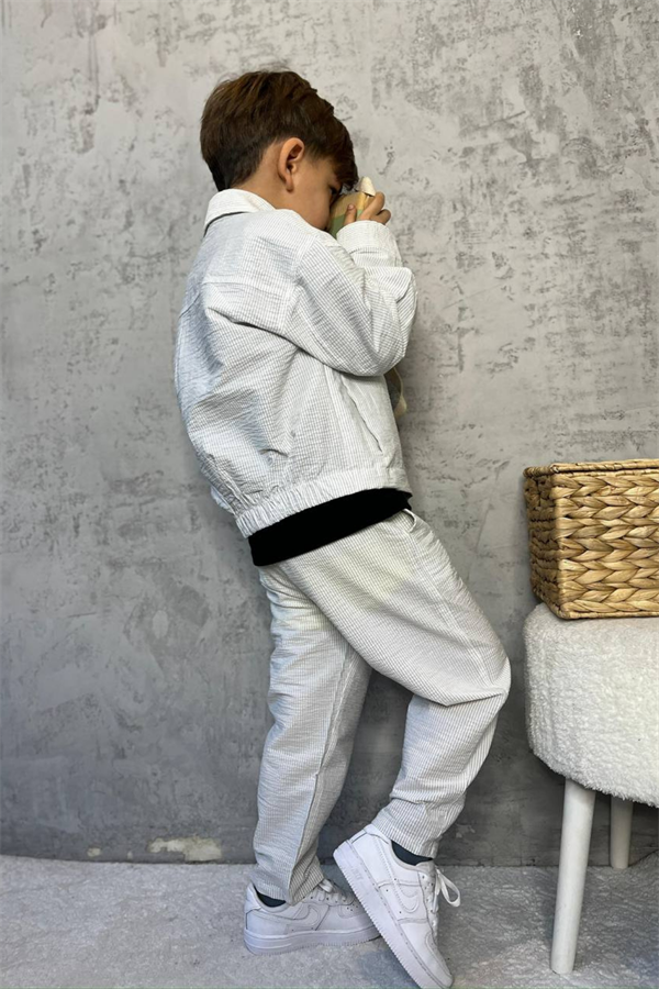 Erkek Çocuk Ekru Fermuarlı Takım