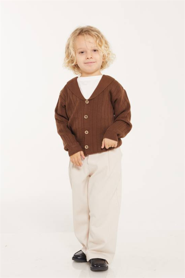Unisex Hırka Kahve Triko