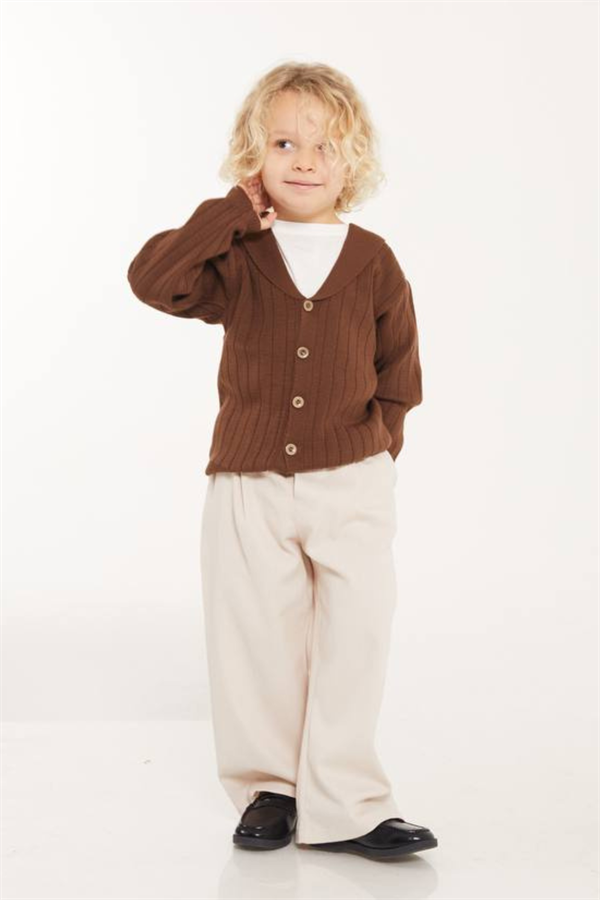 Unisex Hırka Kahve Triko
