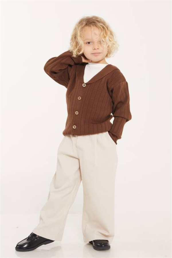 Unisex Hırka Kahve Triko
