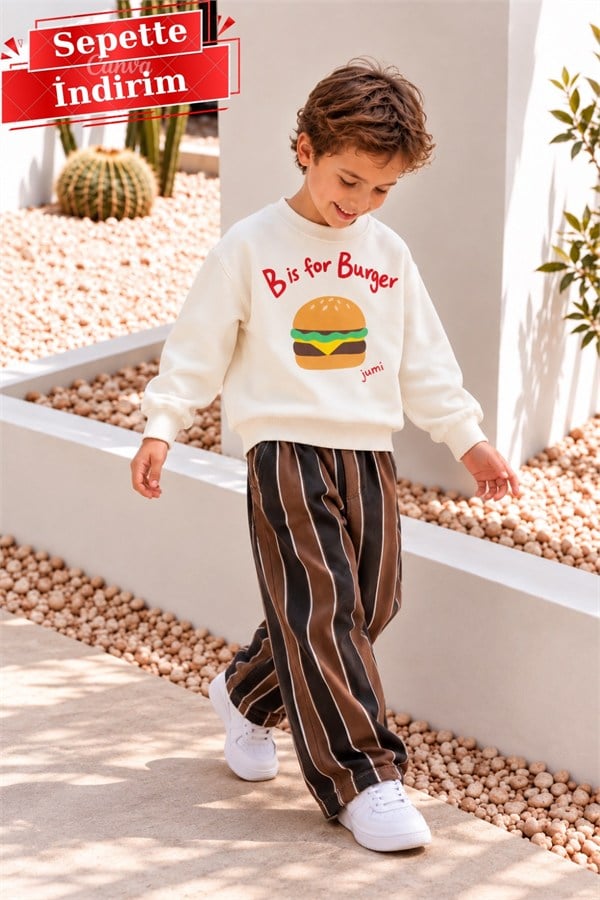 Erkek Çocuk Hanburger Baskı Takım