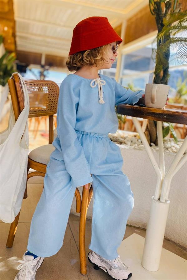 Erkek Çocuk İp Yaka Mavi Takım