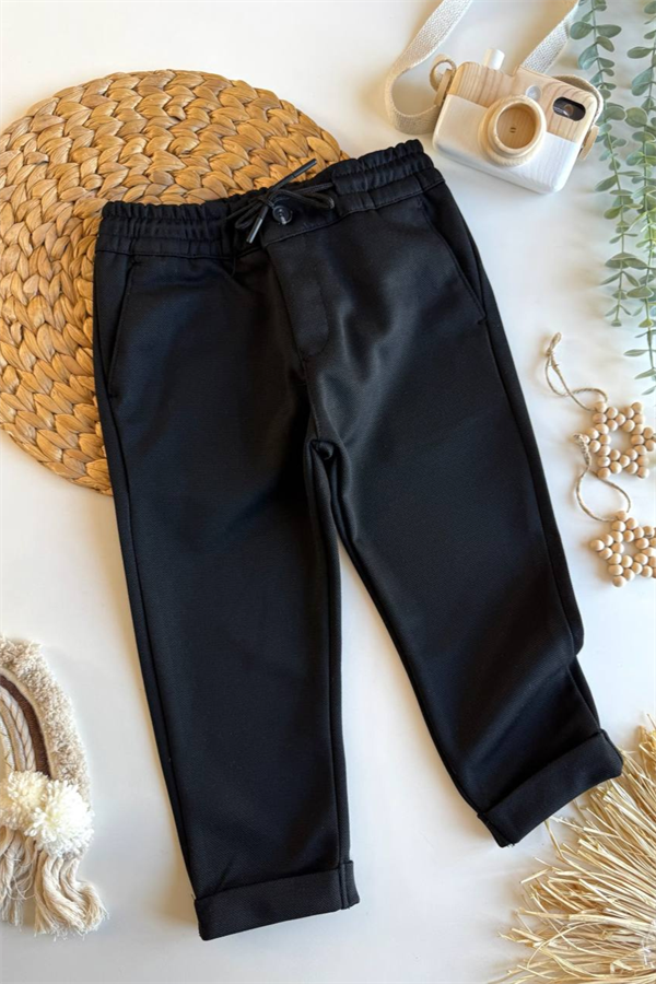 Erkek Çocuk Jogger Dokuma Siyah Pantolon