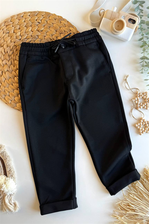 Erkek Çocuk Jogger Dokuma Siyah Pantolon