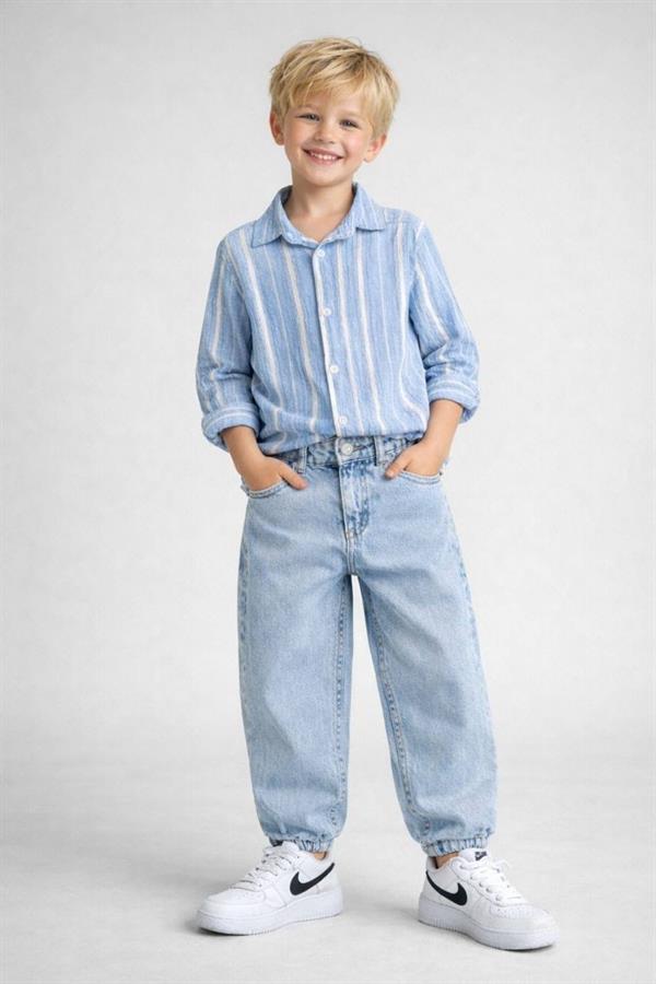 Erkek Çocuk Keten Gömlek Baloon Jean Takım