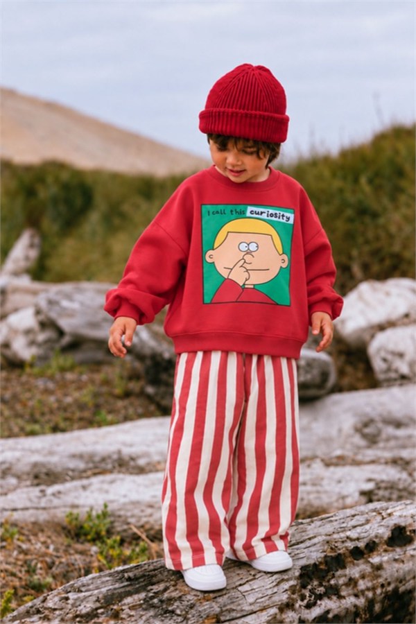 Erkek Çocuk Kırmızı Çizgili 3 İplik Takım