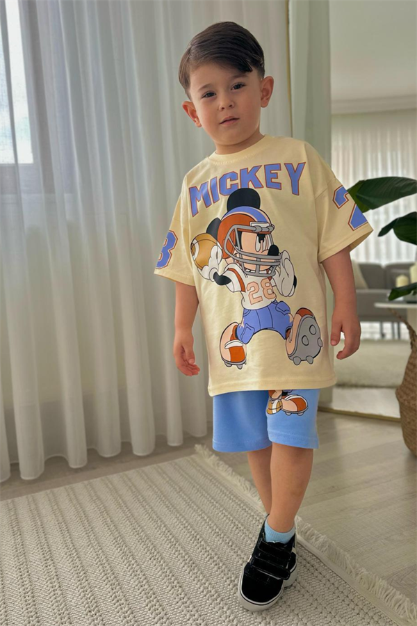 Erkek Çocuk Kremli Şortlu Takım 