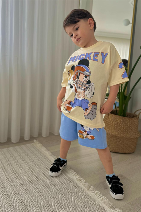 Erkek Çocuk Kremli Şortlu Takım 