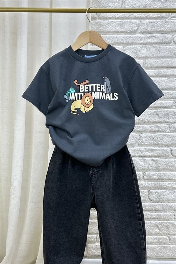 Erkek Çocuk Laciel  Animal Anrasit Tshirt