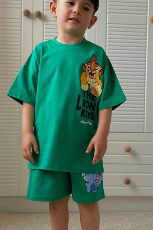Erkek Çocuk Lion Yeşil Yaz Şortlu Takım   