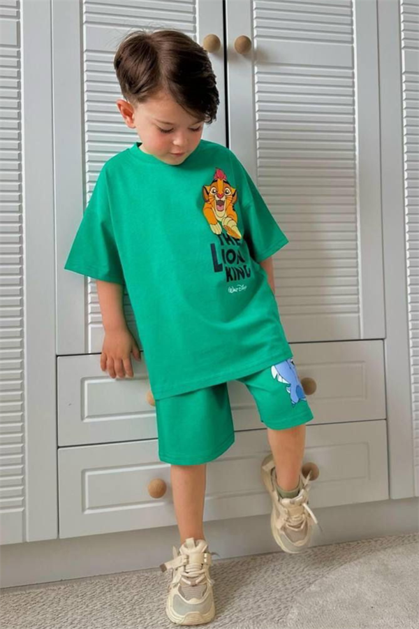 Erkek Çocuk Lion Yeşil Yaz Şortlu Takım   