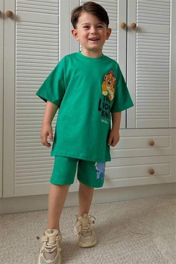 Erkek Çocuk Lion Yeşil Yaz Şortlu Takım   