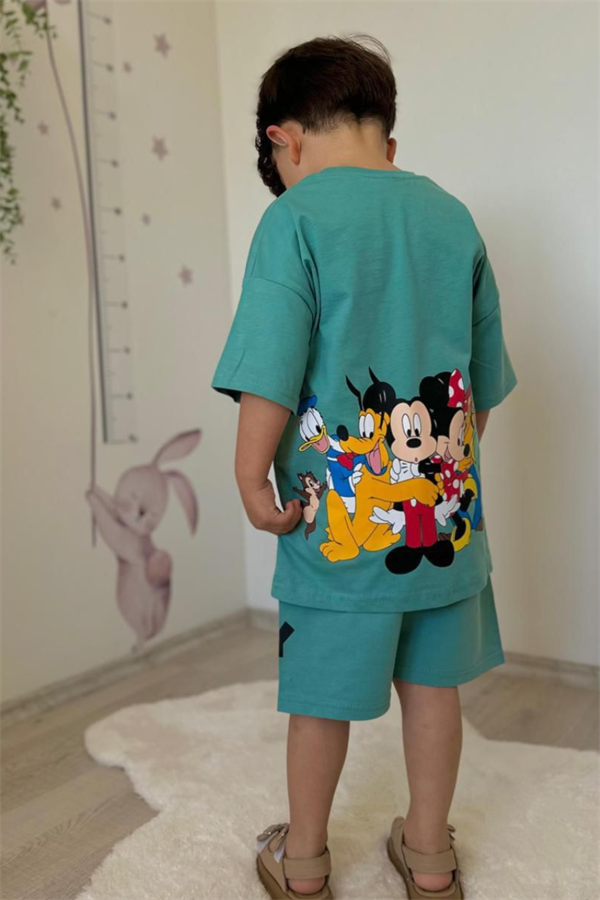 Erkek Çocuk Mickey Mavi Şortlu Takım