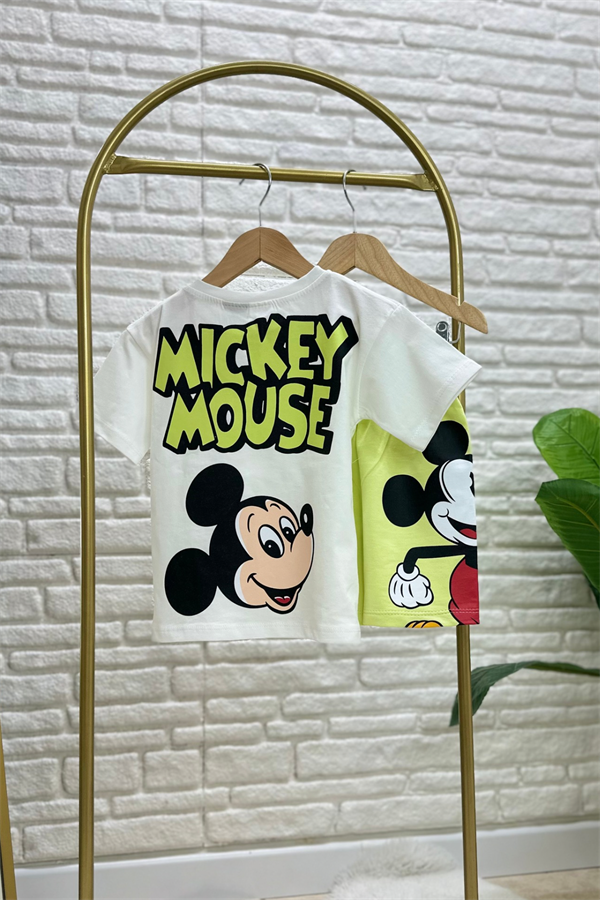 Erkek Çocuk Mickey Su Yeşili Şortlu Takım  