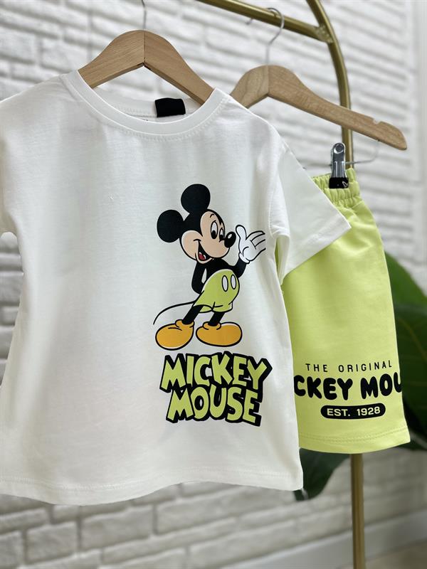 Erkek Çocuk Mickey Su Yeşili Şortlu Takım  