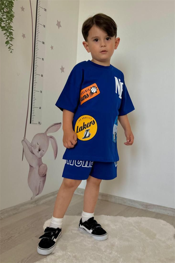 Erkek Çocuk Ny Saks Şortlu Takım