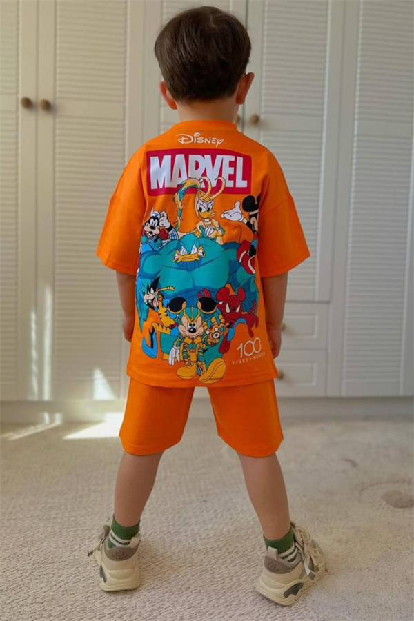 Erkek Çocuk Oranj Gap Yaz Şortlu Takım  