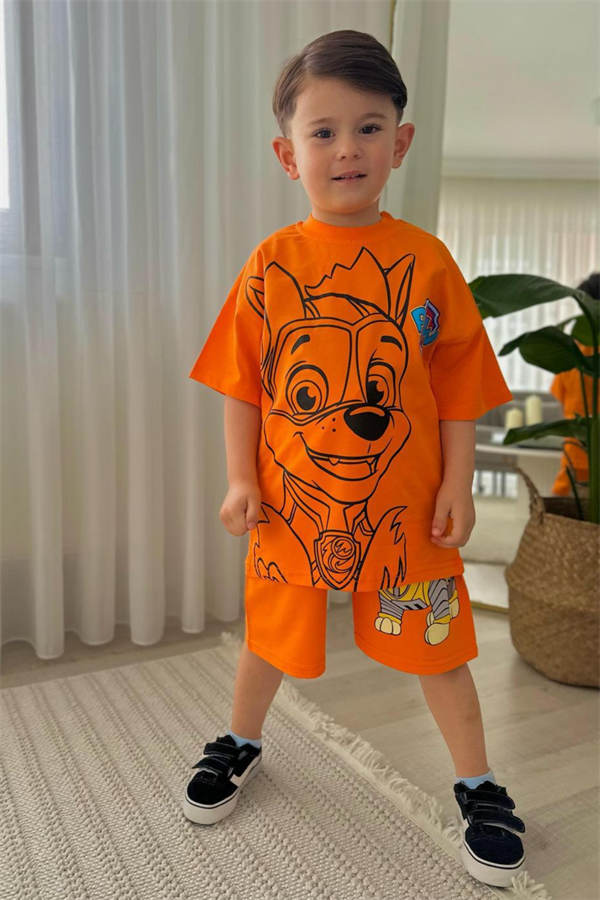 Erkek Çocuk Oranj Pawpatrol Şortlu Takım 