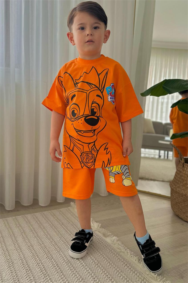 Erkek Çocuk Oranj Pawpatrol Şortlu Takım 