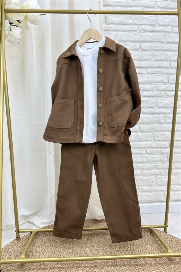 Erkek Çocuk Özel Seri Ceket Kahve Takım