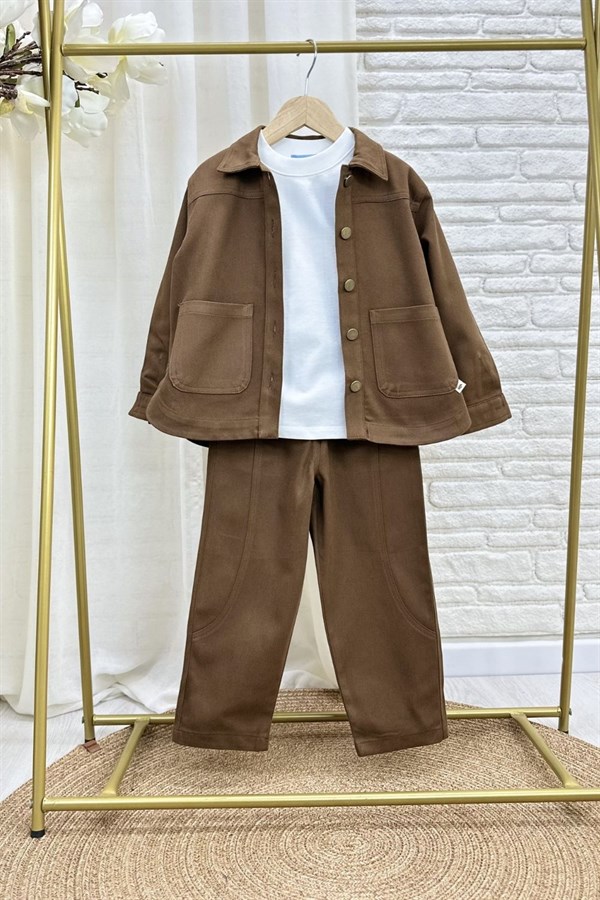 Erkek Çocuk Özel Seri Ceket Kahve Takım