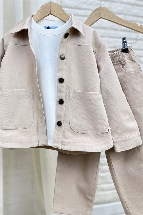 Erkek Çocuk Özel Seri Ceket Krem Takım