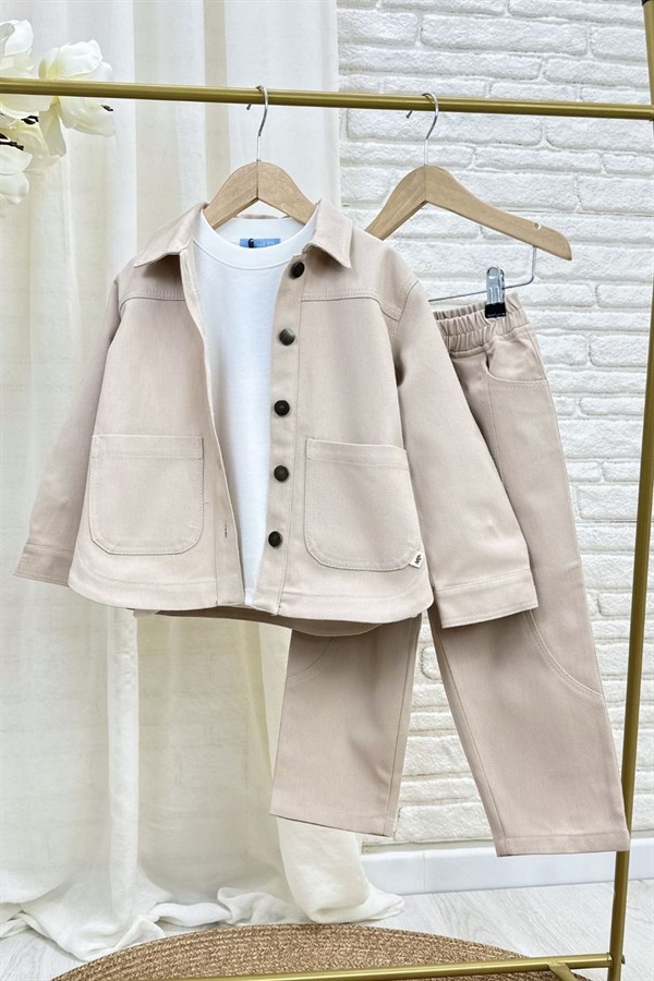 Erkek Çocuk Özel Seri Ceket Krem Takım