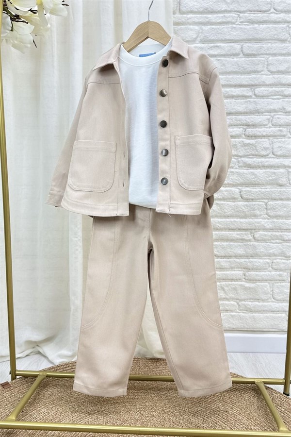 Erkek Çocuk Özel Seri Ceket Krem Takım