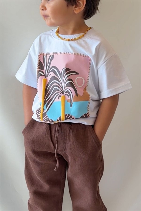 Erkek Çocuk Palmiye Tshirt Gabardin Pantolon Takım