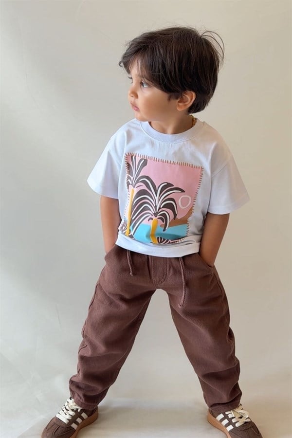 Erkek Çocuk Palmiye Tshirt Gabardin Pantolon Takım