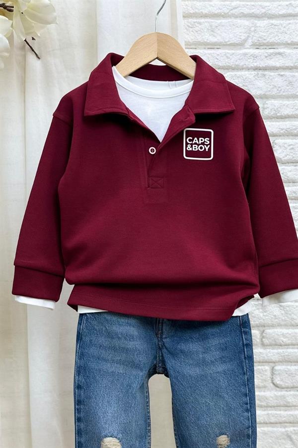 Erkek Çocuk Polo Yaka Bordo Jean Takım 