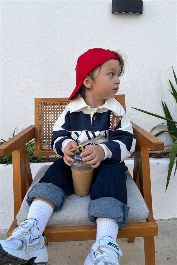 Erkek Çocuk Polo Yaka Teddy Denim Takım