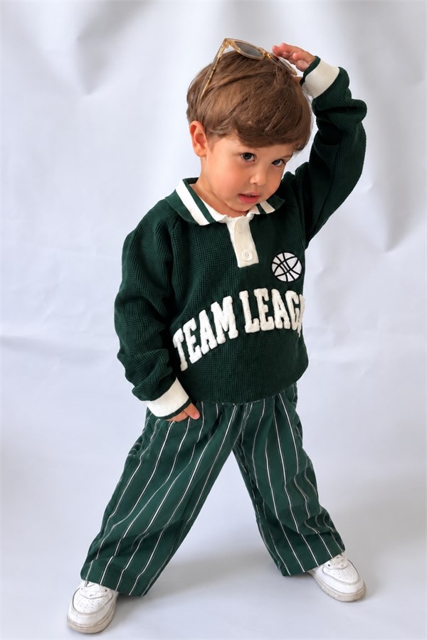 Erkek Çocuk Polo Yaka Triko Sweat Gabardin Pantolon Takım
