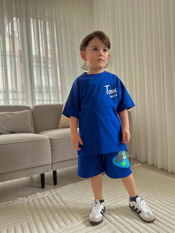 Erkek Çocuk Saks Şortlu Takım 