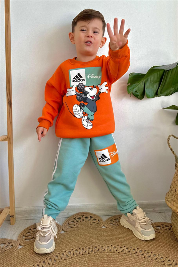 Erkek Çocuk Şardonlu Adids Turuncu Mavi Takım