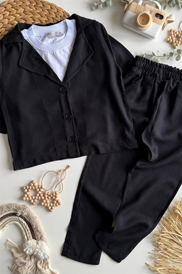 Erkek Çocuk Siyah Ceketli Takım