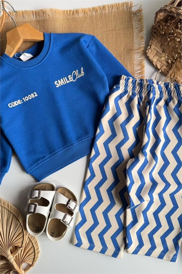 Erkek Çocuk Smile Baskı Saks Takım