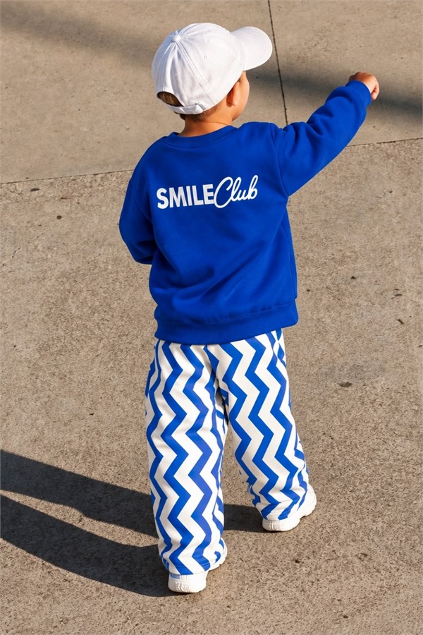 Erkek Çocuk Smile Baskı Saks Takım