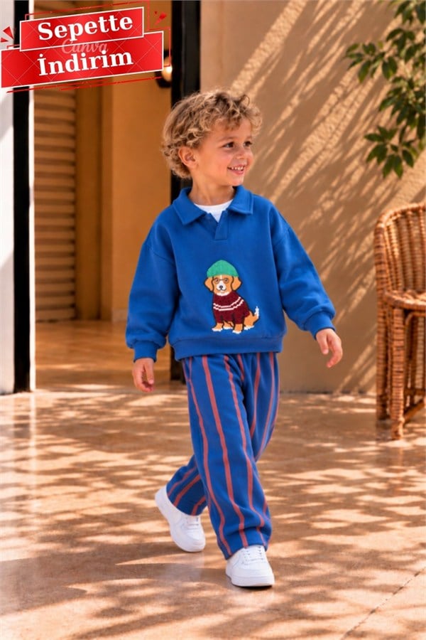 Erkek Çocuk Teddy Polo Yaka 3 İplik Takım