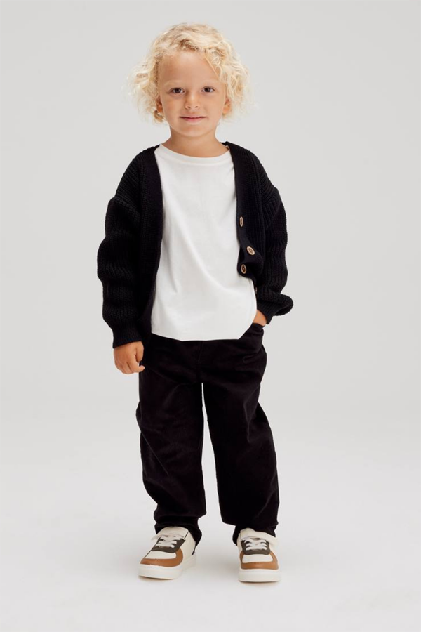Erkek Çocuk Triko Siyah Hırka Pantolon Takım