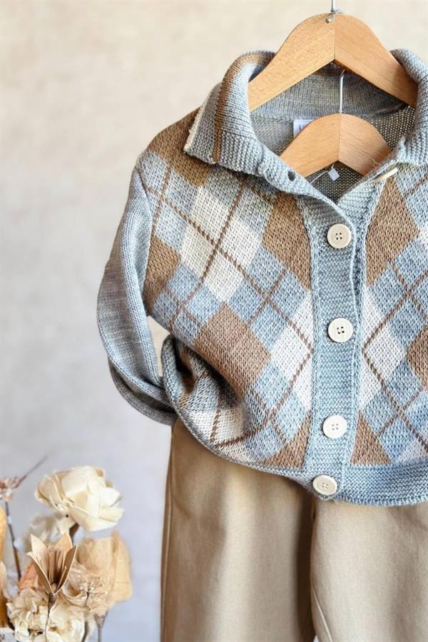 Erkek Çocuk Vintage Hırka Canvas Pantolon Takım