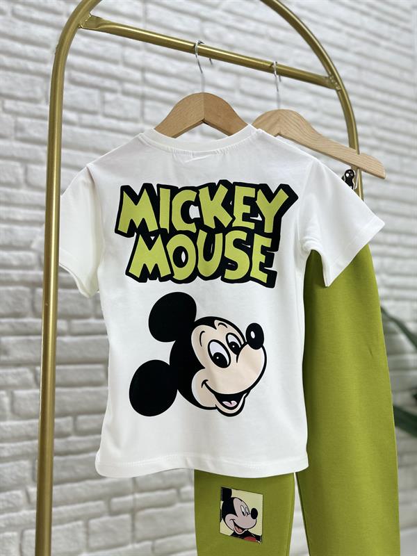 Erkek Çocuk Yağ Yeşili Mickey Mouse Takım 