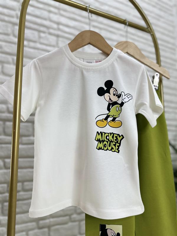Erkek Çocuk Yağ Yeşili Mickey Mouse Takım 